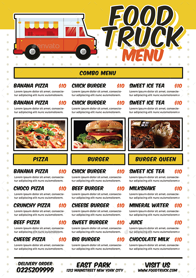 Food Truck Festival Poster/Flyer/Menu, Print Templates GraphicRiver